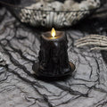 Luminara Heavy Wax Drip Flameless LED Candle, Black 3.4" x 4.5", Timer Function, Real Wax Pillar, Battery Operated Unscented Safe, Long-Lasting