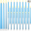 Macarrie 24 Packs Flameless Taper Candles Battery Operated Fake 11 Inch Long Candlelight LED Flameless Candlesticks Flickering Tapered for Spring Summer Wedding(Mixed Blue)