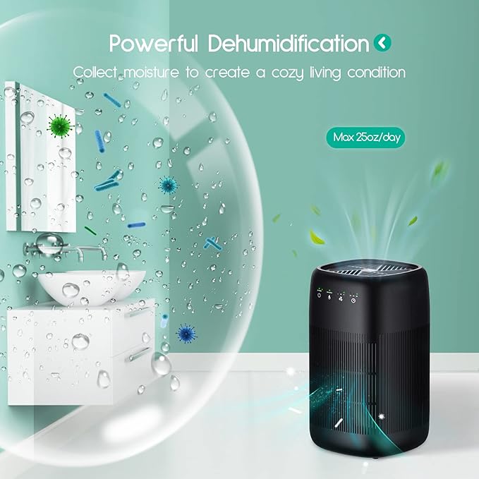 Afloia Air Purifier and Dehumidifier in 1, Air Purifier with Efficient Filter, Small Dehumidifier Combined with Air Cleaner, Remove Pet Odors Dust Smoke for Home, Bedroom, Bathroom