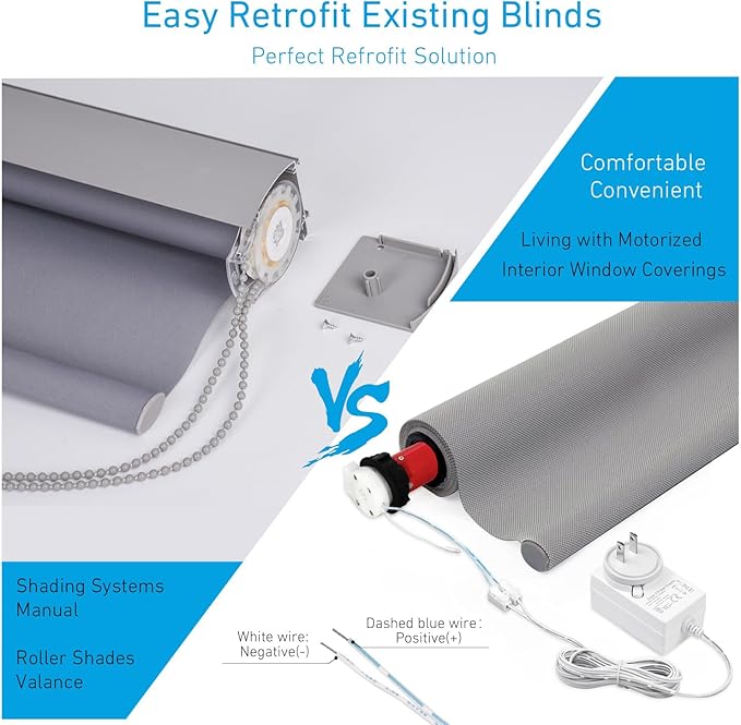 DIY 24V Electric Roller Blinds/Shades Radio DC Tubular Motor Kit, Smart Blinds with Remote Control Compatible 1½" (38mm) Extruded Aluminum