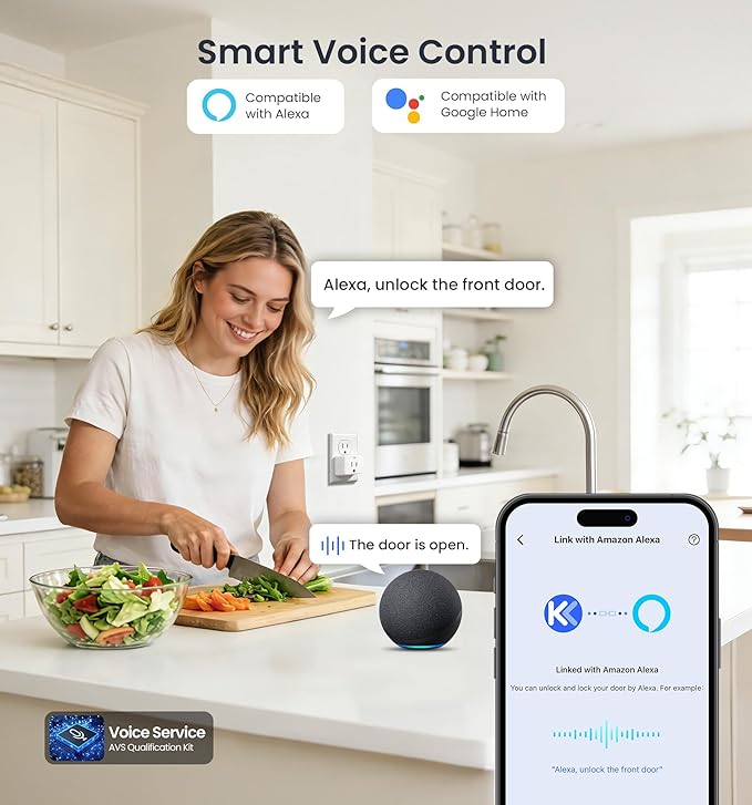 Veise VE017G Wi-Fi Keyless Entry Door Lock, App Remote & Voice Control, Fingerprint Smart Locks for Front Door, Touchscreen Electronic Keypad Deadbolt, Auto Lock, Emergency Power Port, Matte Black