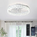 Depuley Ceiling Fans with Lights and Remote: 16" Modern Low Profile Flush Mount Ceiling Fan with App Remote Control - White Fandelier for Bedroom Living Room Kitchen Dimmable Quiet DC Motor