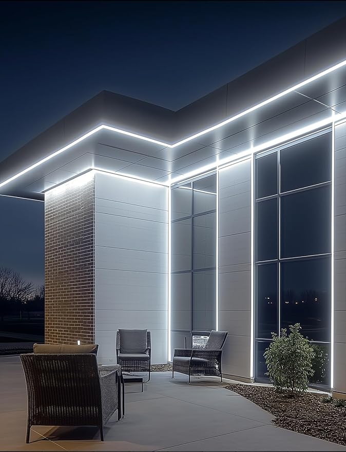 GZBtech AC 110-120V LED Strip Lighting 33FT/10M, 6000K Cool White IP65 Waterproof Outdoor Strip Lights, 60LEDs/M SMD2835 Cuttable & Connectable LED Rope Light for Indoor Outside Exterior, ETL Listed