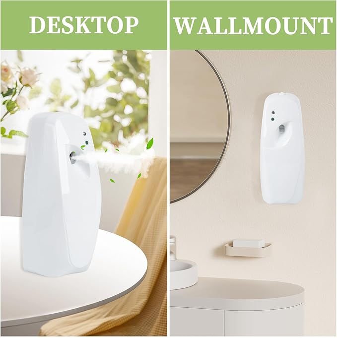 Automatic Air Freshener Dispenser, Home indoor Wall-mounted Automatic Adjustable Fragrance Aerosol Sprayer for Bathroom, Hotel, Office and Public Area,White,Air Freshener Spray Refill not included
