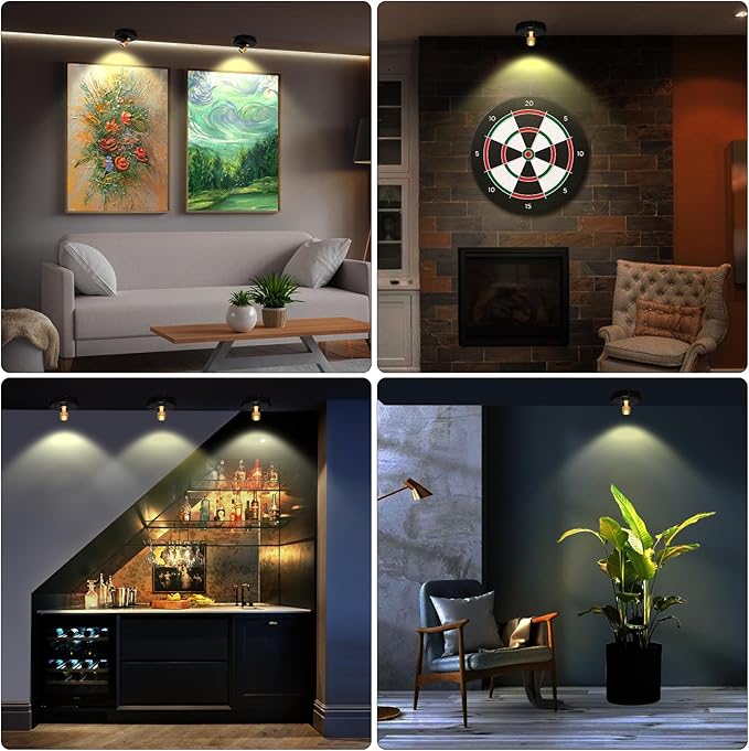 Wireless Spotlight Battery Operated, LED Picture Light, Accent Spot Light for Indoor Plant Tree, Puck Lights with Remote and Timer, Stick Display Uplighting for Painting Dartboard Wall Decor Art Photo