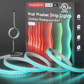 Shine Decor 24V RGB Wall Washer Lights 16.4FT with Flexible Linear Design, UL Listed IP67 Waterproof LED Strip Lights for Outdoor Commercial Lighting, Building, Wedding & Church Decoration, Hardwired