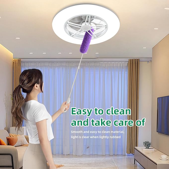 Low Profile Ceiling Fan with Light, Enclosed Bladeless Ceiling Fan, Bluetooth Speaker, 6 Speeds Reversible, Stepless Dimming, Smart Flush Mount Ceiling Light for Bedroom, Kids Room and Living Room 22"