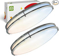 ASD LED 32" Oval Flush Mount Lighting, Close to Ceiling Light Fixture | 5CCT, Dimmable, ETL Listed | 50W 4195LM 2700-5000K 120V | Low Profile Double Ring Lamp | Nickel, 2 Pack