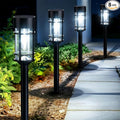 Mancra Solar Pathway Lights Outdoor, 8 Pack Metal Glass Solar Lights Outdoor Waterproof Auto On/Off Landscape Path Lighting Garden Decor for Yard Walkway Driveway, Cool White