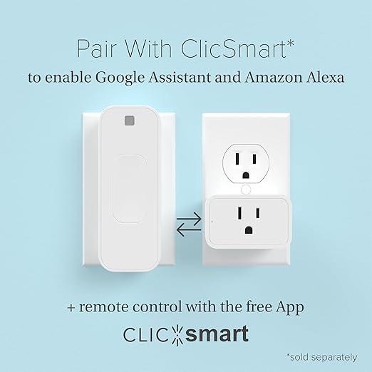 ClicSmart Smart Home Wi-Fi Outlet Smart Plug for Outlets | Compatible with Alexa & Google Home to Control by Voice | Remote Control Regular Lights and Devices from Anywhere via Free ClicSmart App