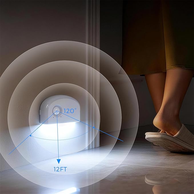 4 Pack Rechargeable Motion Sensor Stair Lights Indoor, Motion Activated Night Light Led Battery Powered Portable Automatic Wireless Stick On Lamp for Step Hallway Closet Under Cabinet