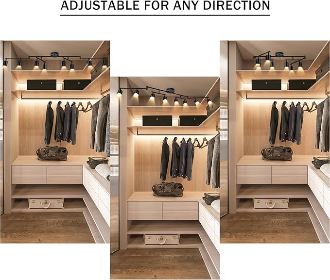 BoostArea LED 8 Light Track Lighting Kit, Black 8 Way Ceiling Spot Lighting, Flexibly Rotatable Light Head for Kitchen, Living Room, Bedroom, GU10 Bulb Not Included