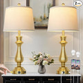Touch Lamps for Night Stands Set of 2-29.5" Tall Bedside Lamp with USB C+A, 3 Way Dimmable Bedroom Lamps, Gold Metal Table Lamps for Living Room