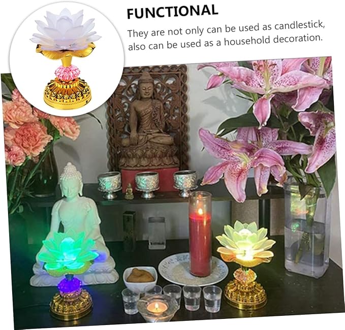 SUPVOX LED Lotus Shaped Lamp Home Decoration Color Changing Desktop Light Buddha Lamp Ornament for Meditation and Spiritual Zen Decor