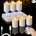 Rechargeable Flameless Tea Lights Candles with Remote Timer, 1.5" x 2.6" LED Candles with USB Charging Base, Small Votive Candle Electric Fake Candle for Wedding Table Decor Dining (6 Pack)