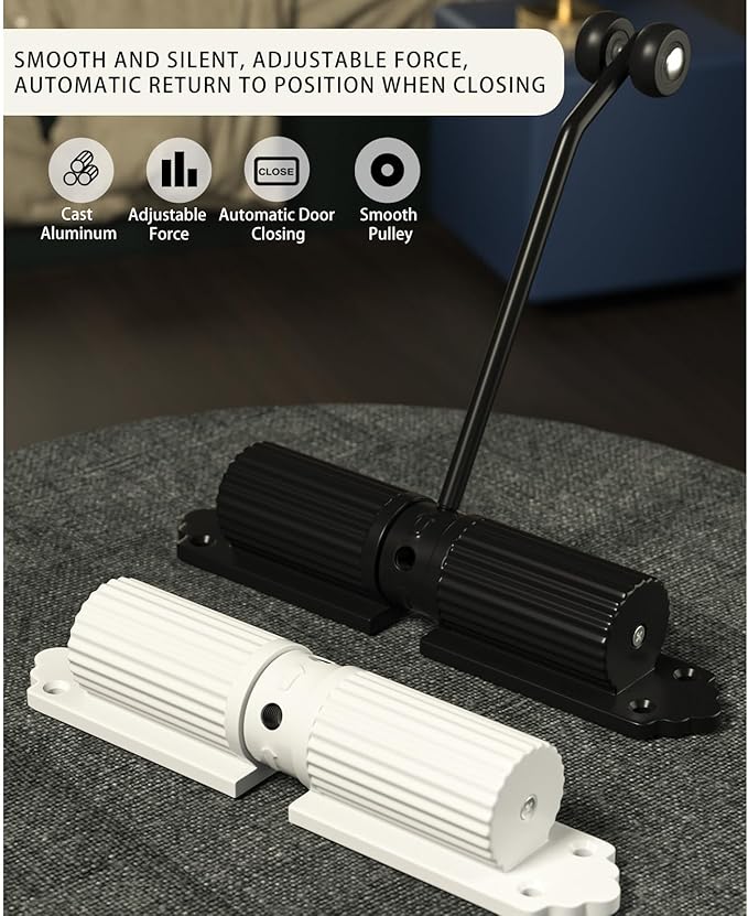 Automatic Door Closer, Zinc Alloy Safety Spring Door Closer 20-60kg Closing Door Hinge, Adjustable Door Spring Closer for Commercial & Home Use with Screws(Black)