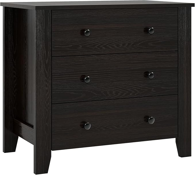 Giantex Small 3-Drawer Dresser for Bedroom - 28.5” x 18” x 26” Wide Chest of Drawers, Modern Large Nightstand, Storage Cabinet, Closet Storage Organizer for Living Room, Hallway (Brown)