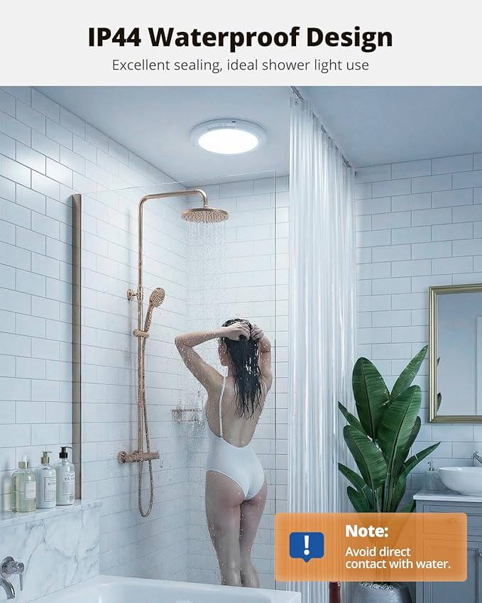 wowatt 10000mAh Rechargeable Ceiling Light with Remote, 3 Color Temperatures & Brightness Dimmable, Wireless Ceiling Light with Magnetic Design, Battery Ceiling Light for Shower Hallway Pantry