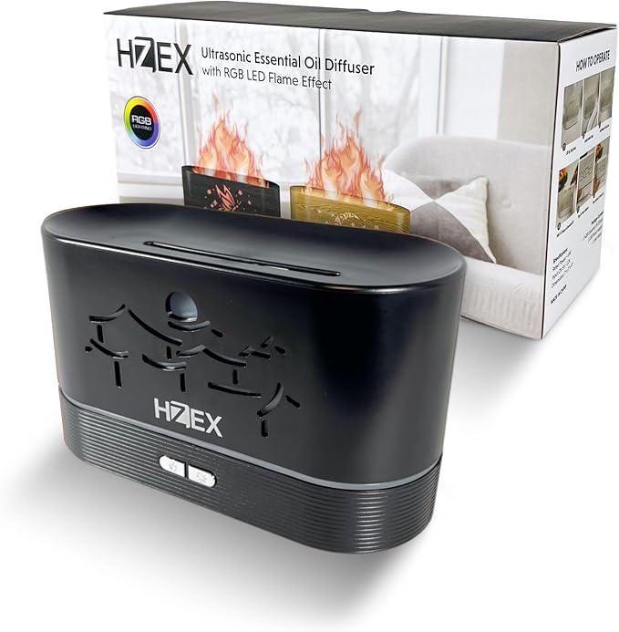 Colorful Flame Aromatherapy Diffuser – 200ml Ultrasonic Essential Oil Diffuser with 7 LED Lights & Whisper-Quiet Design – Cool Mist Humidifier for Relaxation, Bedroom, Yoga, Meditation & Home Décor