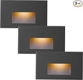 Outdoor Step Lights Indoor Stair Lights Dimmable 120V 4W 350LM, 3000K Warm White, IP66 Waterproof Horizontal LED Lights for Steps, Black Deck Stair Lights, 3-Pack