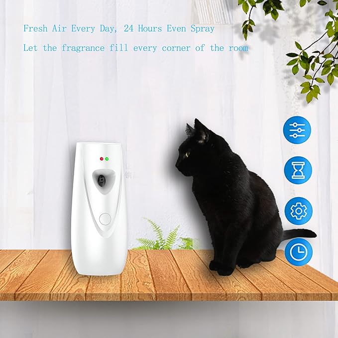 Automatic Air Fragrance Dispenser Home Wall-mounted Aerosol Spray Air Freshener for Home Offices Schools Restaurants Hotels Commercial Place (White 1103)