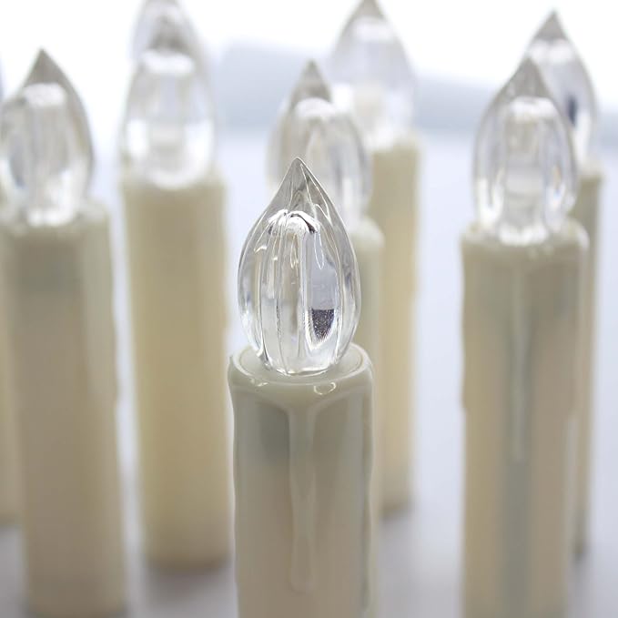 LED Taper Candle Timer Candlestciks, 10pcs Mini Battery Powered Chandelier Remote LED Candles Sticks 4inches Flameless Candles with Clip Suitable for Hotels Bars Home Churches Christmas Day