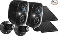 Dzees Solar Cameras for Home Security, 2K Home Security Camera System, Indoor/Outdoor Surveillance, Spotlight & Siren, PIR/AI Detection, Color Night Vision, Cloud/SD Storage,2.4GHz Wi-Fi,IP66, 2 Pack