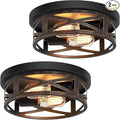 ZHU YAN 2 Pack Flush Mount Ceiling Light,Farmhouse Hallway Lighting Fixtures,Industrial Light Fixtures Ceiling Mount for Kitchen,Entryway,Bedroom,E26 Base