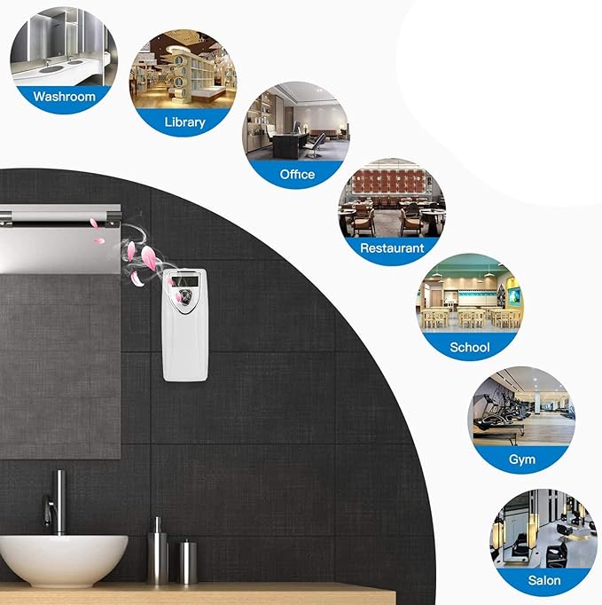 Automatic Air Freshener Dispenser, Fragrance Dispenser with Timer Wall Mount Air Freshener Perfume Sprayer Machine White