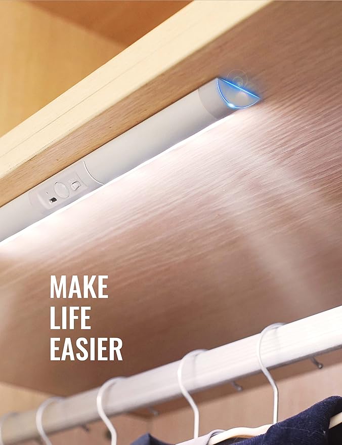 Joyzy 2 Pack Motion Sensor Closet Lighting with Eye Protection Design Automatic Closet Lights Battery Operated Pantry Light Wireless Lightings, LED Rechargeable Counter Lighting for Wardrobe Cabinet