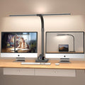 Double Head LED Desk Lamp, Architect Desk Lamps for Home Office, 24W Brightest Workbench Office Lighting-5 Color Modes and 5 Dimmable Eye Protection Modern Desk Lamp (Black-Desktop, Big)