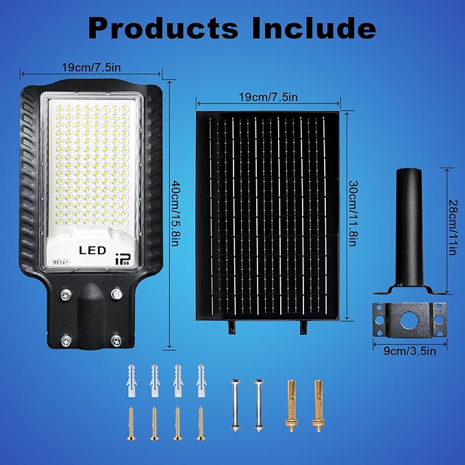 Eleganted Solar Street Lights Outdoor, Solar Lights Outdoor Waterproof Dusk to Dawn 20000LM, 6500K Solar Parking Lot Lights with Remote for Outdoor, Streets, Courtyards, Garages