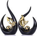 XMGZQ Black Gold Ceramic Statues for Home Décor Accents,Abstract Art Mid Century Modern Decor,Elegantes Centerpiece Table Decorations,Sculpture for Entryway,Bookshelf,Tv Stand,Mantel,Coffee Table
