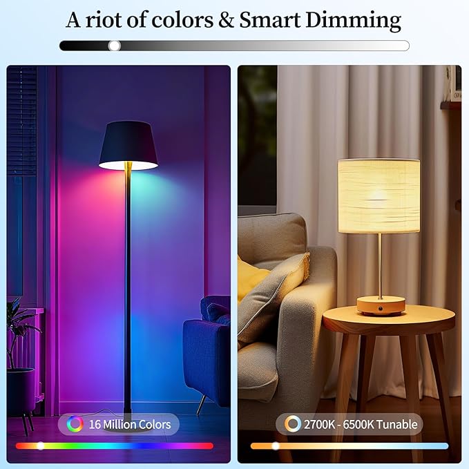 Meliya LED Smart Light Bulbs, Color Changing Dimmable & Timing Smart WiFi and Bluetooth Bulb, Compatible with Alexa and Google Assistant, RGBWW A19, 9W 800 Lumens, Music Sync, Voice Control (4 Pack)