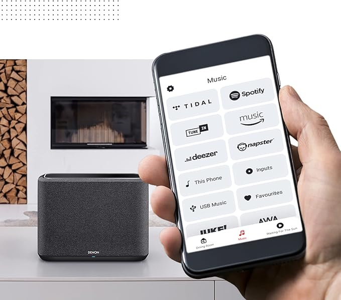 Denon Home 250 Home Stereo Wireless Speaker (Black), Bluetooth Wireless, 0.75" Tweeters, 4" Bass Drivers, 5.25" Passive Radiator, HEOS Built-in, AirPlay 2, Multi-Room Streaming, Simple Setup