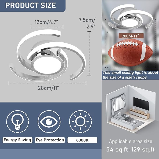 ADISUN LED Modern Ceiling Light,6000K Semi Flush Mount Ceiling Light Fixture,Unique Ceiling Lights for Living Room Bedroom Corridor Aisle Hallway Indoor Ceiling Lamp (D11 in*H2.9 in; 33W)
