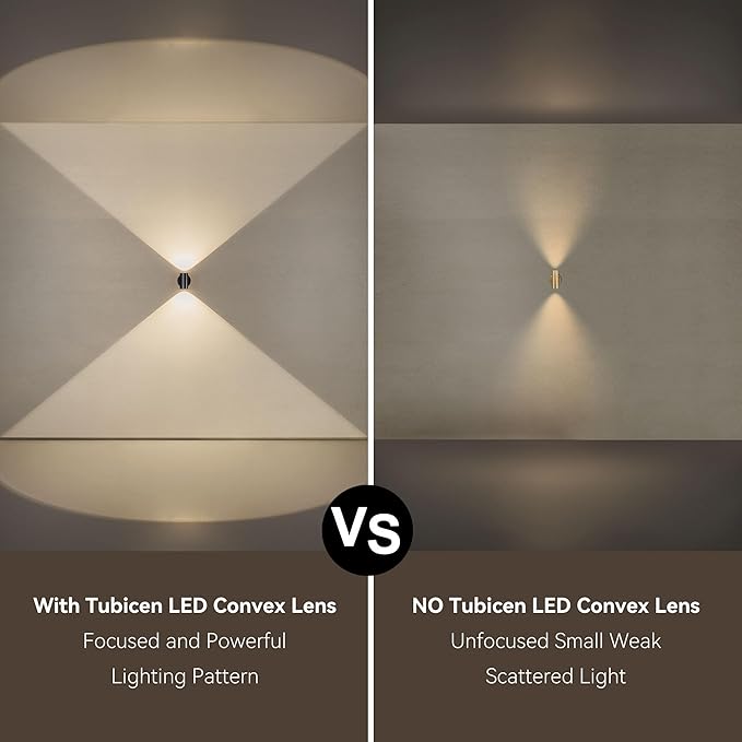 Tubicen Up Down Wall Sconce Indoor Black Cylinder Sconces Wall Lighting 7W Bright LED Dimmable Wall Light for Living Room Hallway Stairway Home Theater Lights 3000K Hardwired 5.4" H Small