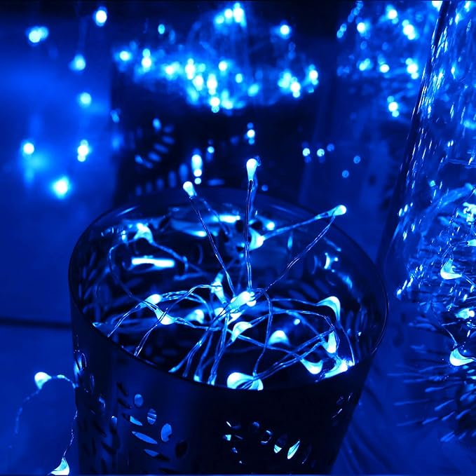 OakHaomie 6 Pack Fairy Lights Battery Operated No Remote LED Starry String Lights 30 Micro Starry LEDs on 10ft Copper Wire Light for DIY Wedding Centerpiece Table Decorations (Blue)