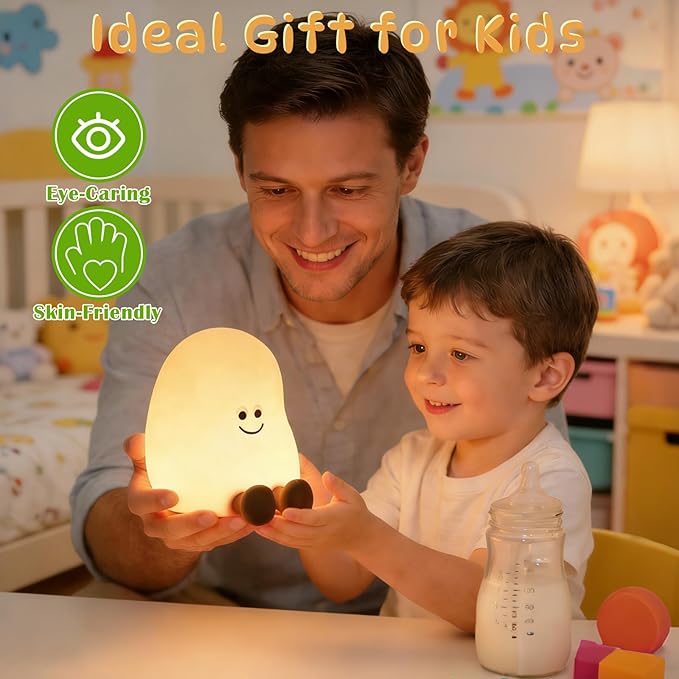 Potato Night Light for Kids, 7 Color Changing Soft Silicone Night Light, Touch Dimmable Lamp with 3 Brightness, Rechargeable Bedside Lamp with Timer, Cute Desk Decor Gift for Toddler Boy Girl (Potato)