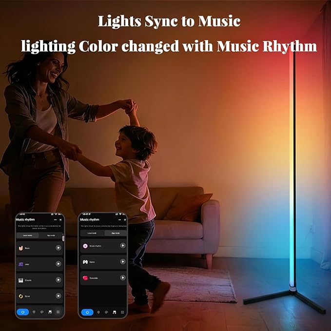 RGB Floor Lamp LED Corner Floor lamp smart Floor lamp with Music Sync Lighting, App & Remote Control, 16 Million Colors Living Room & Gaming Room (2 Pack with Alexa Voice Control)