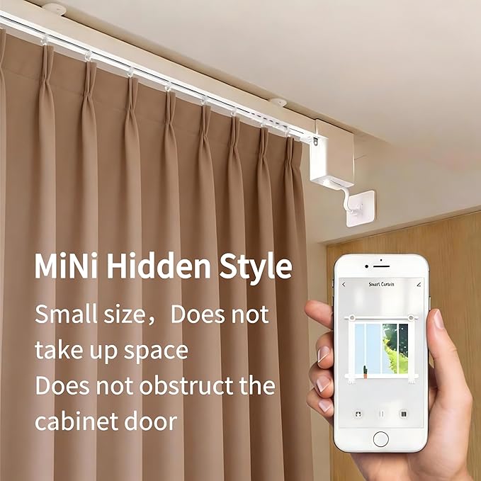 Mini Zigbee Motor with Plug for Smart Curtain Track System, Motorized Curtains with Remote Control, Compatible with Alexa,Google and Siri