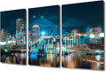 TUMOVO Wall Decor Living Room 3 Piece Forex Financial Graph and Chart Hologram Paintings Rustic Home Decor Posters and Prints Stretched and Framed Ready to Hang (36" Wx24 H)