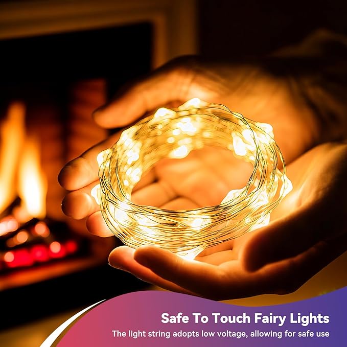 LitHome 4 Pack Warm White Fairy Lights Battery Operated, 20 FT 60 LED Twinkle Lights Battery Operated 2 Modes, Waterproof Led Fairy String Light for Indoor Outdoor Christmas Wedding Bedroom Decor