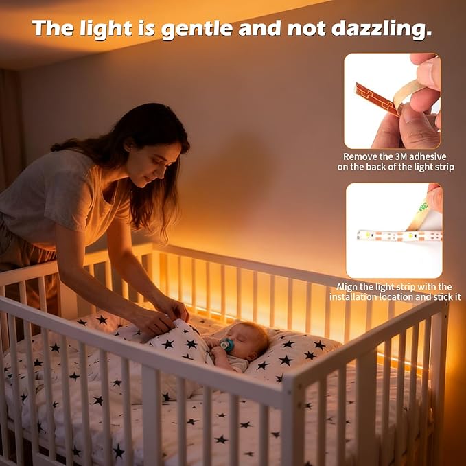 2 pcs Battery Powered motion sensor light strip,indoor,closet lights,flexible self adhesive led strips lights,hallway light,warm bedside lights,stair,bedroom,kitchens,living room,corridors,Cabinet