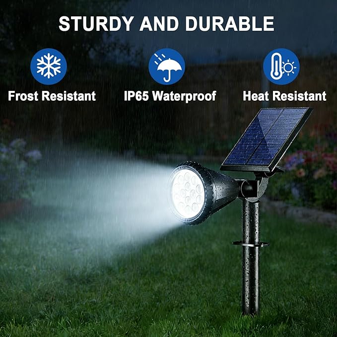 WELALO Solar Spot Lights Outdoor Waterproof IP65, 6 Pack 4 Lighting Modes Solar Powered Landscape Spotlights with Auto On/Off, Solar Garden Christmas Yard Pathway Wall Lights for Outside, Cool White