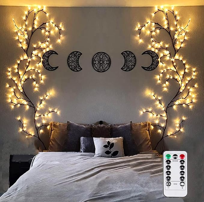 Enchanted Willow Vine Lights with Remote, Christmas Decorations DIY Vines for Room Decor, 142 LEDs Artificial Plants Tree Branches,8 Modes Vines Lights for Bedroom Wall Home Party Wedding Decor(1PCS)