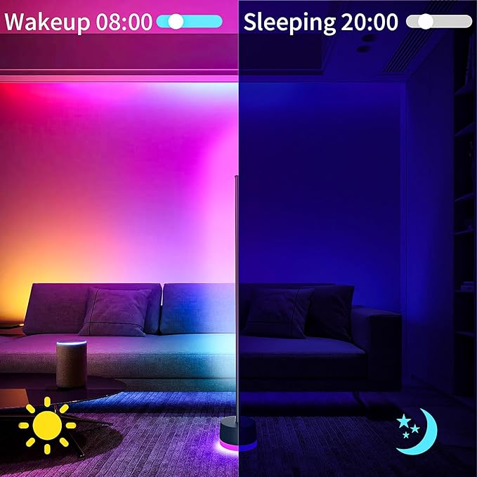 KSIPZE Led Floor Lamp, RGB+IC Corner Floor Lamps with Remote, Button, APP Control 16 Million Colors, 200+ Scenes, Music Sync, DIY Smart Led Corner Lamp for Bedroom
