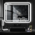 LED Bathroom Mirror, 48"x36" with Frontlit and Backlit Anti-Fog Mirror with Lights LED Vanity Mirror for Bathroom 3 Colors Temperature & Dimmable Bathroom Mirror with HD Tempered Glass