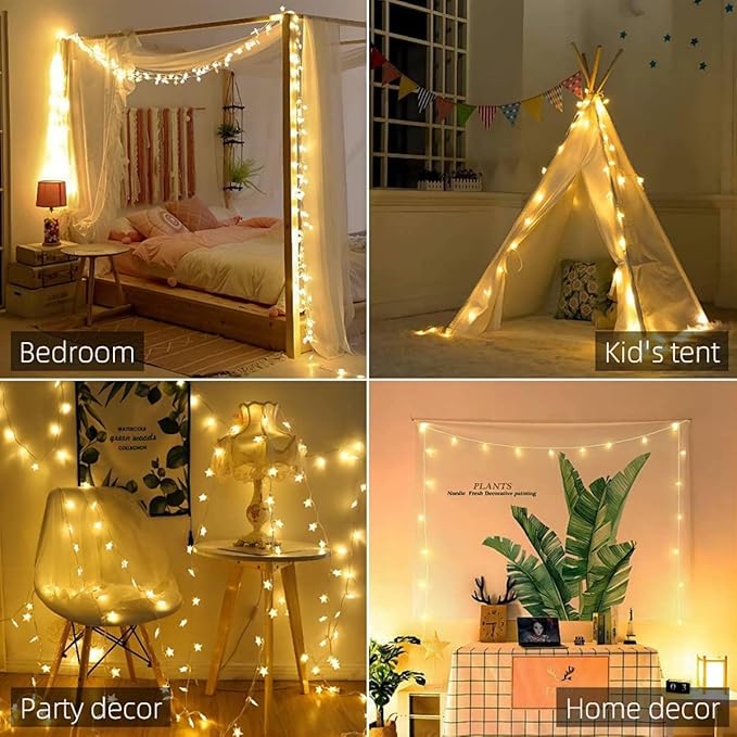 ITICdecor Star String Lights 15 FT 30 LED Fairy Christmas Light Battery Operated Indoor Outdoor Twinkle Lights Bedroom Decor for Party Wedding Xmas Tree (Warm White)