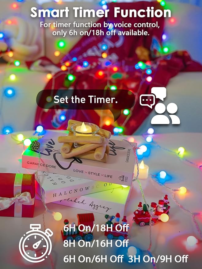 2026 New Connectable 43FT Smart Voice Controlled String Lights Indoor Outdoor | 100LED Multicolor Globe Fairy Lights with Remote, 12 Modes Waterproof Hanging Light for Bedroom Classroom Decorations